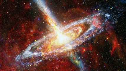 Space landscape with nebula and pulsar. Elements of this image furnished by NASA