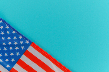 Obraz premium Happy Independence Day 4th july background with american flag decorated of stars and flag. Holidays table top view. flat lay
