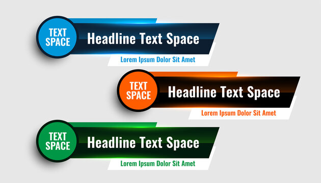 three modern lower third banners template design