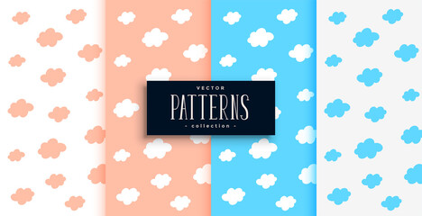 clouds pattern set in pink and blue shades