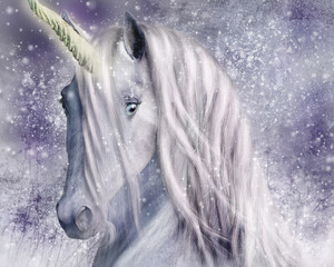 Obraz na płótnie Canvas Snowy Unicorn Portrait