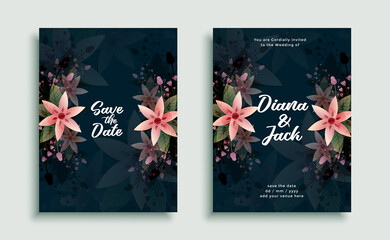 wedding flower decoration invitation card design template