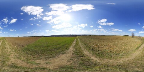 Obraz premium Meadow Spring Landscape HDRI Panorama