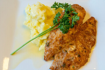 Parmesan Crusted Tilapia with Potatoes with a Beurre Blanc 