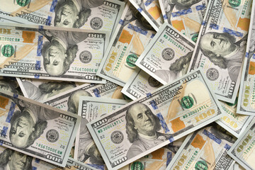 Background with money american hundred dollar bills