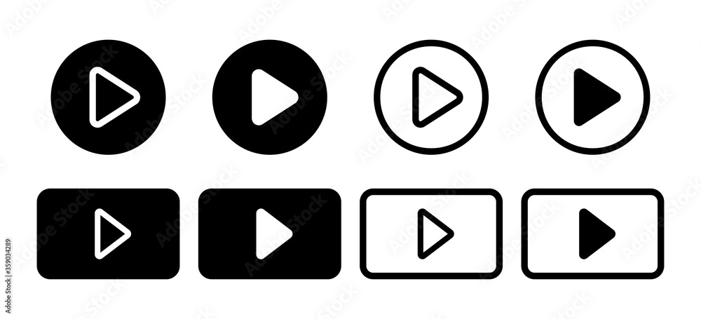 Poster play button icon. vector web isolated elements. video audio player navigate symbol.