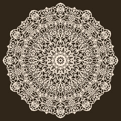 Wedding Invitation or greeting card with lace pattern. Mandala. Layout congratulatory card with carved openwork pattern. Pattern suitable for laser cutting, plotter cutting or printing. Vector.