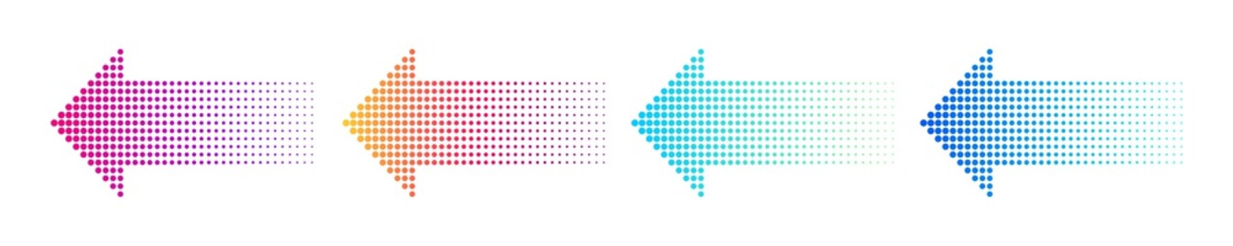 Dotted arrow gradient design. Vector isolated elements. Arrow halftone effect.