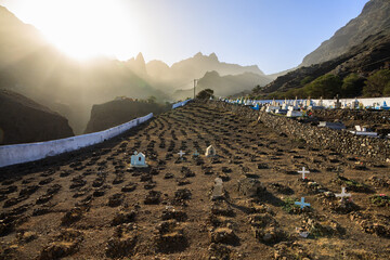 Cemetery near the village Cruzinha da Garca on the Island of Santo Antao, Cape Verde