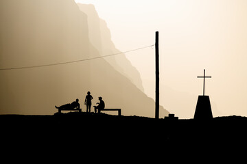 People watching the sunset in the village of Ponta de Sol, Island of Santo Antao, Cape Verde