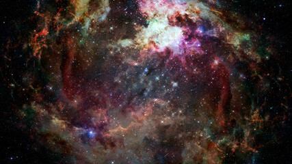 Pleiades in a dark night sky. Elements of this image furnished by NASA