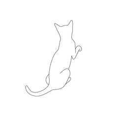 Beautiful cat line art for tattoo. Minimalistic style pet illustration. Feline silhouette outline drawing. - Vector
