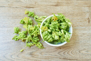 fresh cowslip creeper tropical and organic vegetable in cup on table