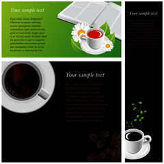 Coffee & tea graphic design elements for cards & background