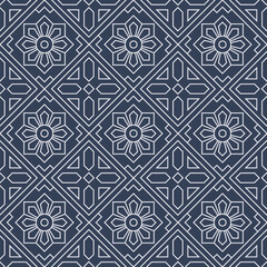 Retro vintage Chinese traditional pattern seamless background polygon geometry triangle square check cross frame line flower