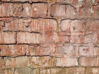old brick wall of red-brown color. Texture, background.
