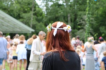 Midsommar celebration in sweden woman with hairband