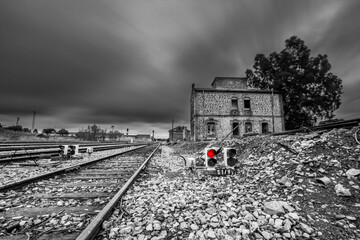 antigua estación de ferrocarril de Palazuelo empalme en Extremadura, 