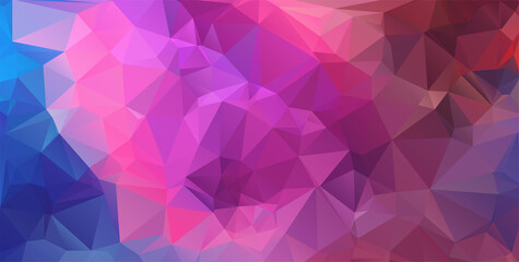 Fototapeta premium Abstract multi colored polygon, low polygon background. Transfusion of color. All the colors of the rainbow. Multicolor.Low poly style. Geometric Pattern.