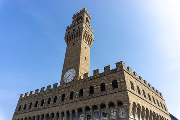 Fototapeta na wymiar Palazzo Vecchio and town hall building in Signoria Square in Florence, Tuscany, Italy