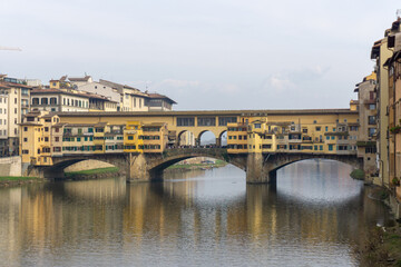 Obraz premium Ponte Vecchio the famous Arch bridge in Florence on Arno river, Tuscany, Italy