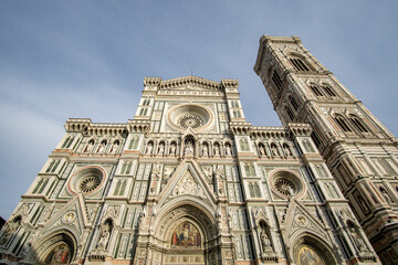 Fototapeta premium Cathedral of Saint Mary of the Flower, called Cattedrale di Santa Maria del Fiore in Florence Tuscany. Also known Cathedral of Florence or Duomo Di Firenze.