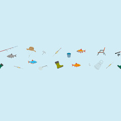 Seamless vector pattern. Accessories for fishing. Vector graphics. Vector EPS10.