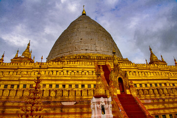 It's Shwezigon Pagoda, Bagan Archaeological Zone, Burma. One of the main sites of Myanmar.