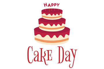 International cake day. July 20. Holiday concept. Template for background, banner, card, poster with text inscription. Vector EPS10 illustration.