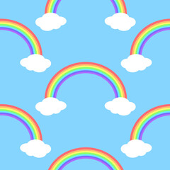 虹のシームレスパターン　雲