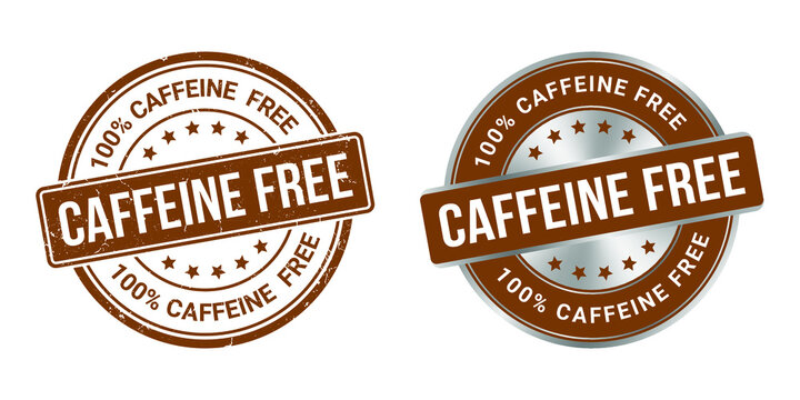 caffeine free vector grunge stamp and silver label