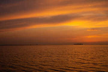 orange sunset at the sea