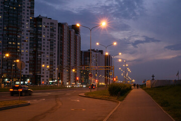 night city street and lanterns