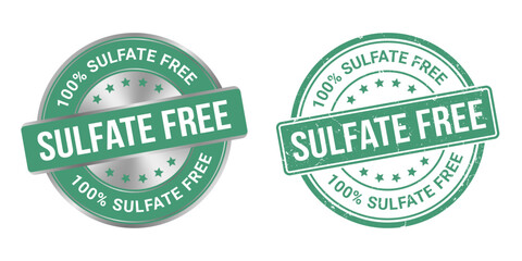 grunge stamp and silver label sulfate free vector illustration