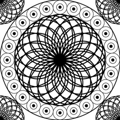 Obraz premium Stylized Vector Seamless Pattern, Carved Black and White Spheres. Background for Design Solutions
