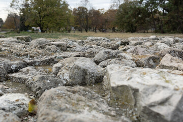 Fototapeta na wymiar Stones of the fortress wall Kalemegdan