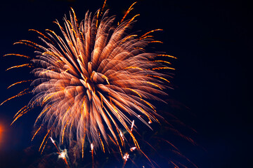 4th July fireworks. Fireworks display on dark sky background