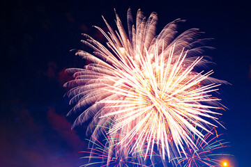4th July fireworks. Fireworks display on dark sky background