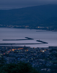 北海道岩内町の深夜の夜景（Midnight night view of Iwanai Town, Hokkaido）