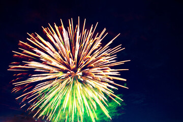 4th July fireworks. Fireworks display on dark sky background
