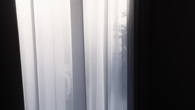 Window curtains at sunset, made of soft luxury fabric, home decor and interior design concept