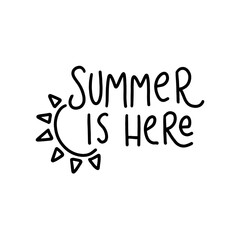 Summer is coming. Modern handlettering. Hand drawn typography phrase design.