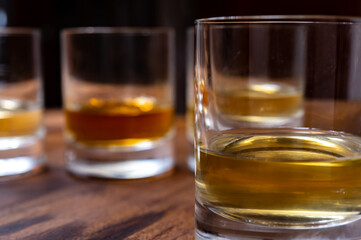 Scotch single malt or blended whisky tasting on distillery in Scotland, UK