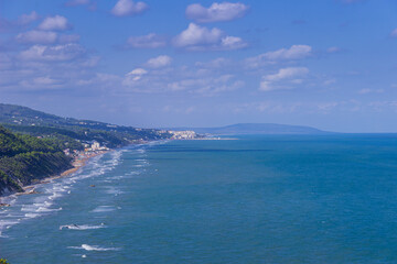 The most beautiful beaches of Apulia: Calenelle Bay in Gargano National Park, Italy. It's a paradise of fine golden sand and crystalline water,surrounded by the Mediterranean scrub (Vico del Gargano).