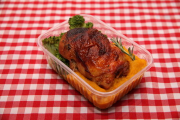 grilled chicken pumpkin and brocolli