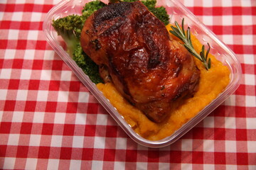 grilled chicken pumpkin and brocolli