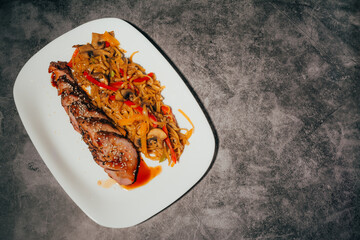 pour meat with sauce