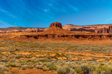 A view towards the Hub in Monument Valley tribal park in springtime