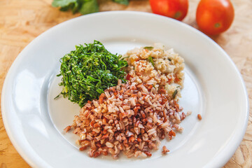 quinoa rice and vegetables  on a plate