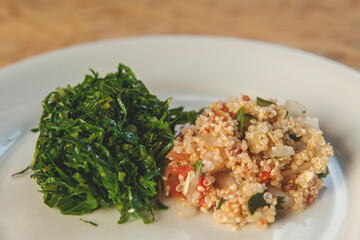quinoa and vegetables  on a plate